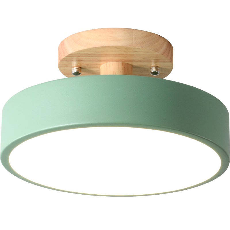 Quinn Round LED Flush Mount Ceiling Light Modern Wood/Acrylic - Cueteks
