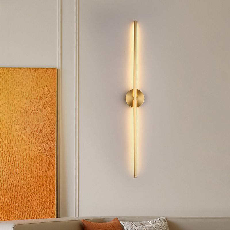 Edge Modern Linear Metal&Silica Gel Wall Mount Lamps, Gold - Cueteks