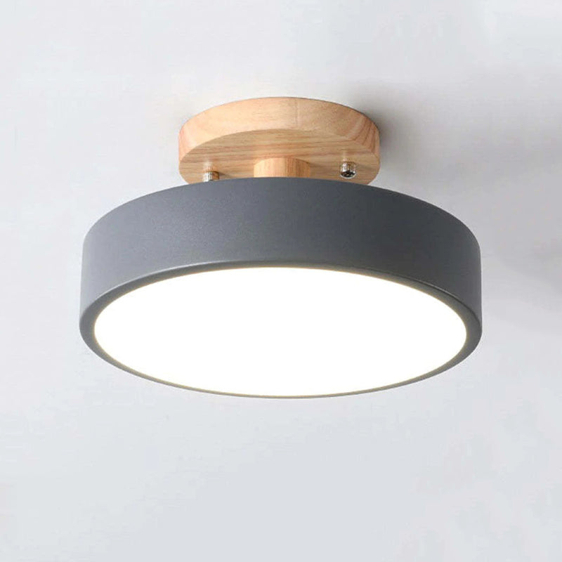 Quinn Round LED Flush Mount Ceiling Light Modern Wood/Acrylic - Cueteks