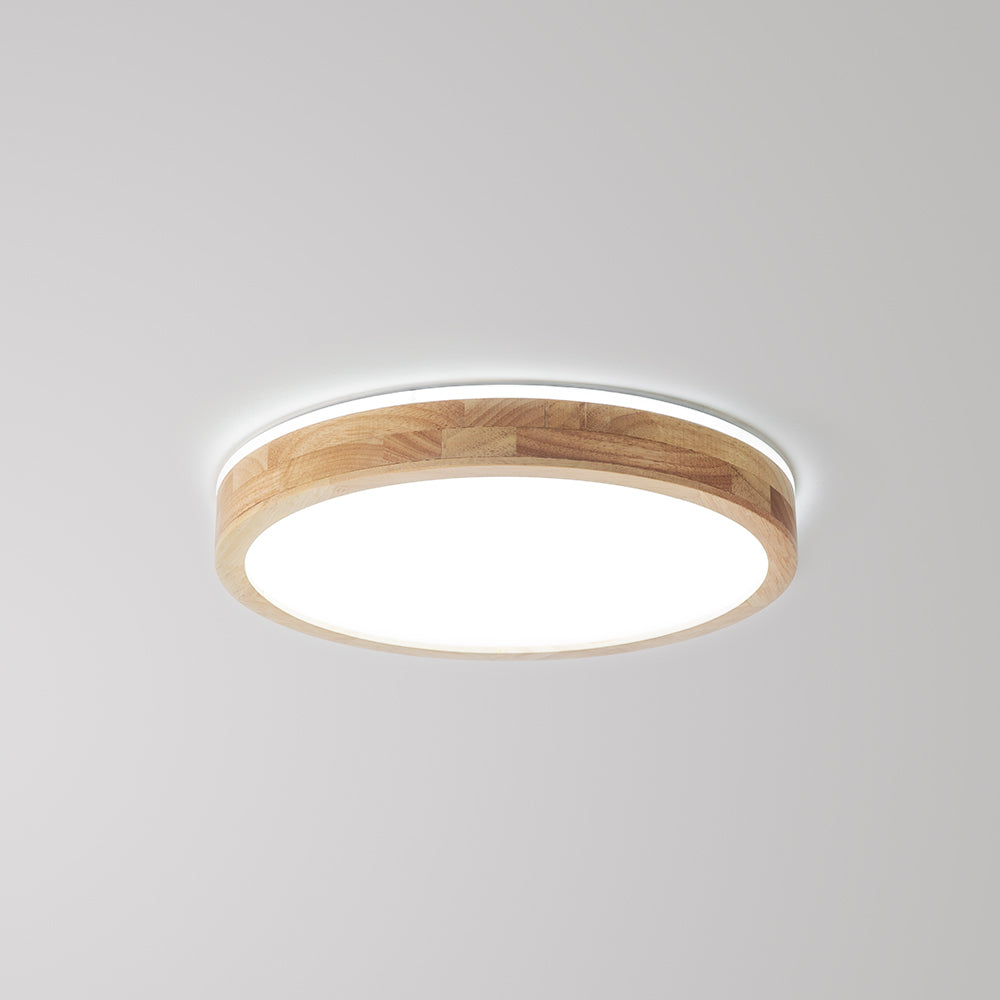 Ozawa Nordic Round Acrylic/Wood Flush Mount Ceiling Light Wood - Cueteks