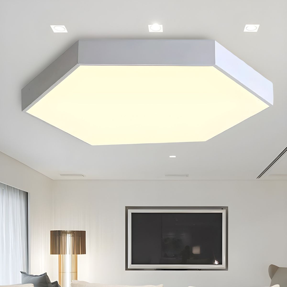 Morandi Modern Hexagon LED Metal Flush Mount Ceiling Light - Cueteks