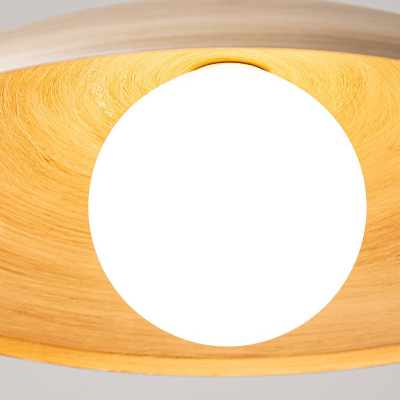 Ozawa Vintage Flush Mount Ceiling Light Wood/Metal/Glass Bar/ Hotels - Cueteks