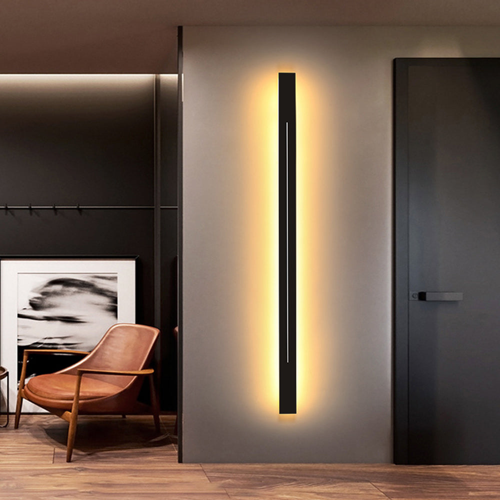 Edge Modern Simple Indoor LED Wall Lamp Black Gold Metal Bedroom - Cueteks