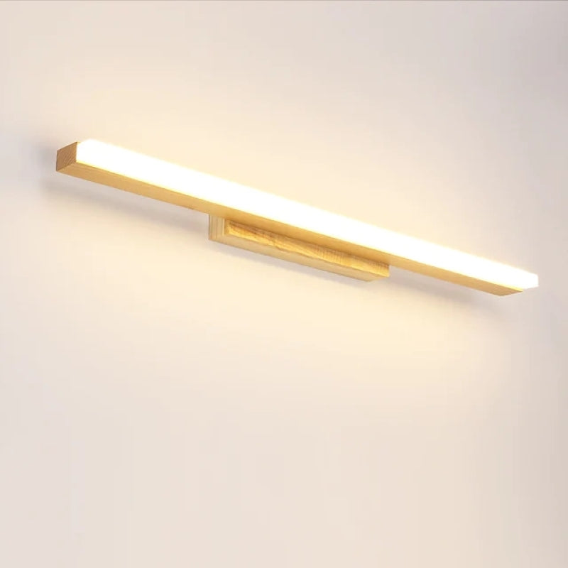 Light wood wall bar and central mounting block illuminated