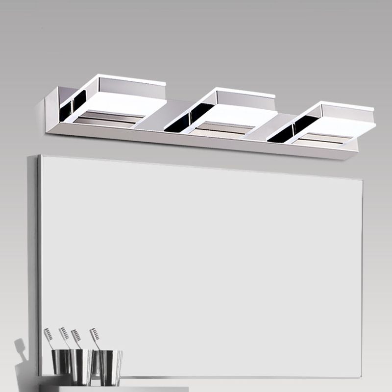 Leigh Modern Square  Acrylic Mirror Front Vanity Wall Lamp , Chrome - Cueteks