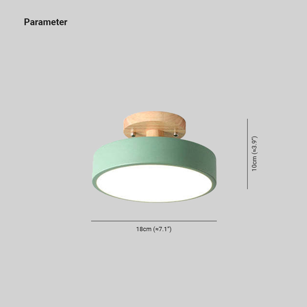 Quinn Round LED Flush Mount Ceiling Light Modern Wood/Acrylic - Cueteks