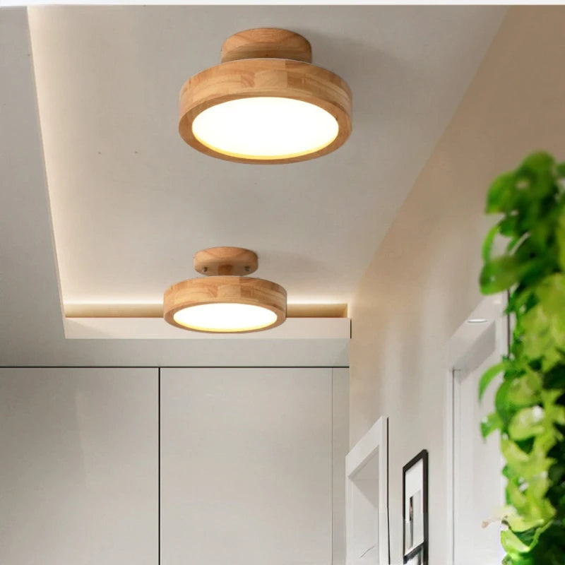 Quinn Round LED Flush Mount Ceiling Light Modern Wood/Acrylic - Cueteks