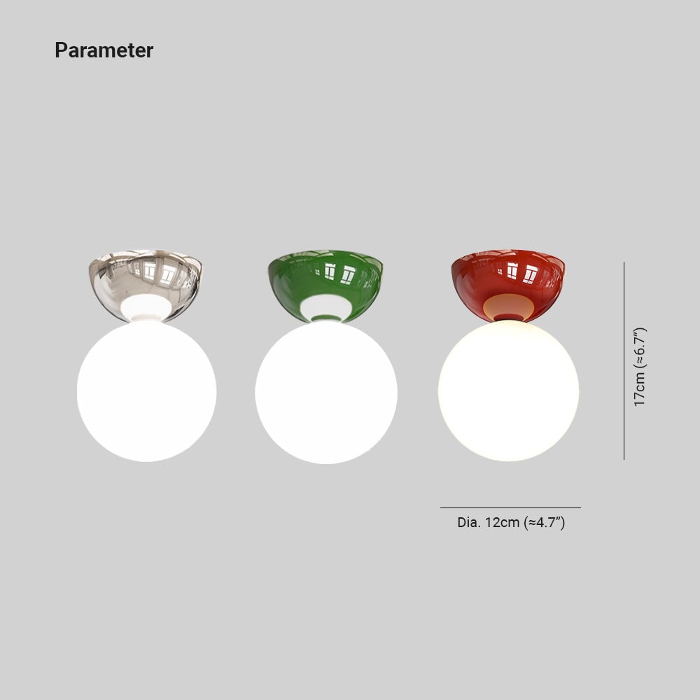 Valentina globe ceiling light diagram: 12 cm diameter and 17 cm height
