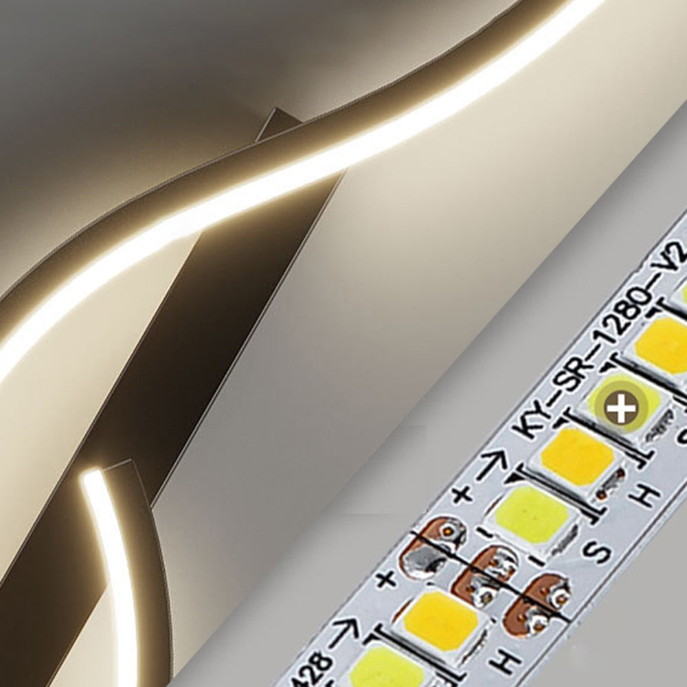 Composite detail of a dark wave light and an enlarged LED strip inset