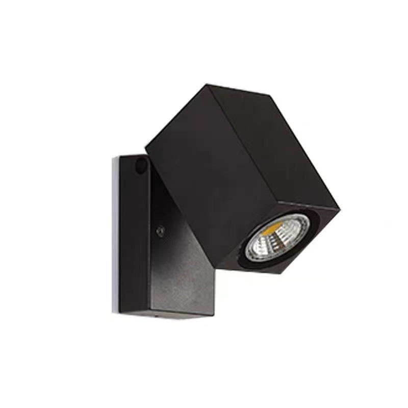 Orr Modern Outdoor Rotatable Metal Spotlight Wall Lamp, Black - Cueteks