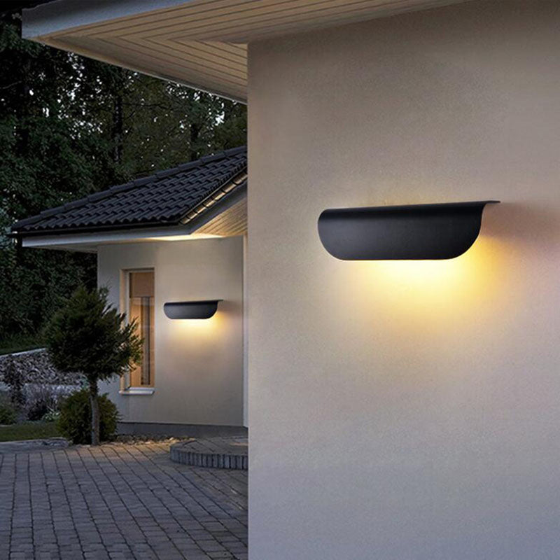 Orr Modern Outdoor Wall Lighting, Waterproof, Curved, Black & White - Cueteks