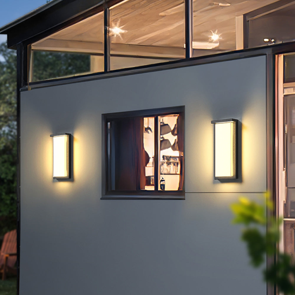 Orr Modern Minimalist Rectangular Metal Outdoor Wall Lamp, Black - Cueteks