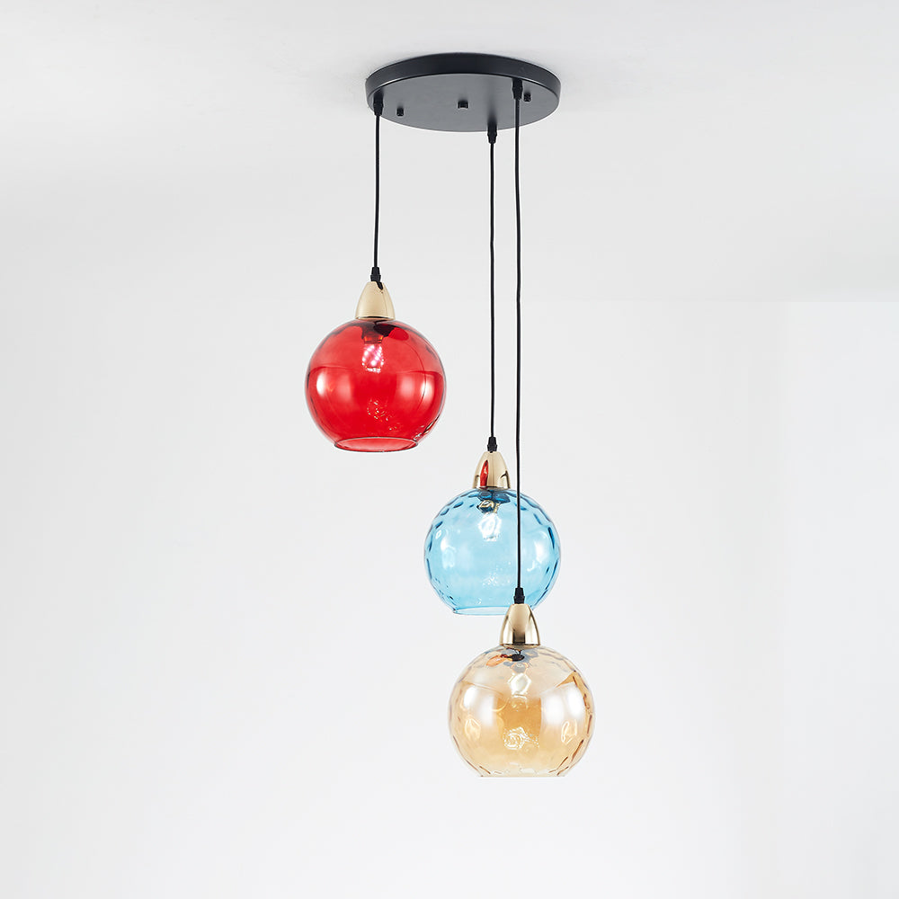 Hailie Colorful Glass Ball Pendant Lights Water Ripple - Cueteks