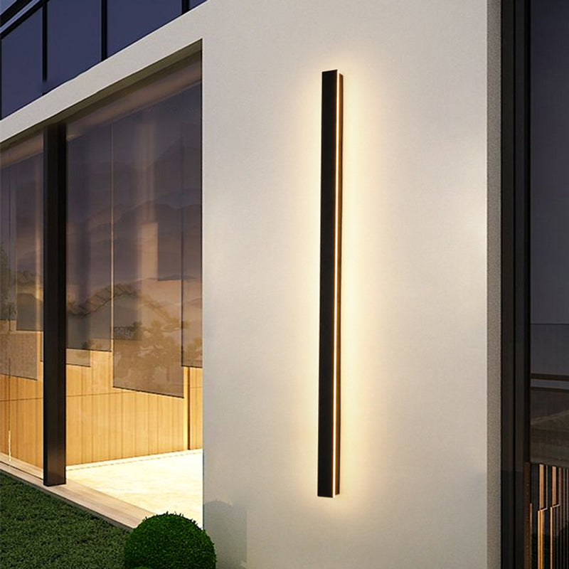 Edge Ripple Minimalist Linear Metal Outdoor Wall Lamp Black Balcony/Terrace - Cueteks