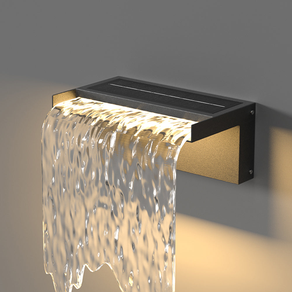 Isaac Modern Minimalist Metal/Acrylic Solar Waterproof Outdoor Wall Lamp, Black - Cueteks