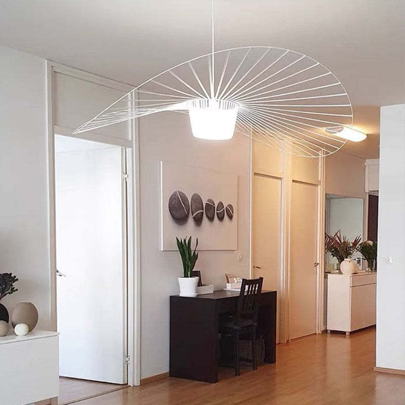 Renée wavy flower pendant light with radial-line design