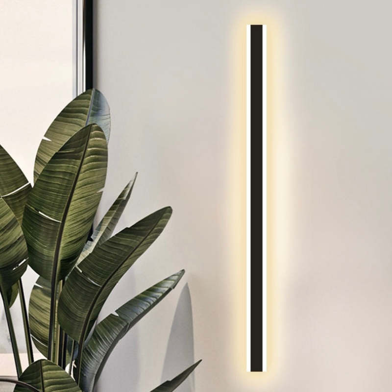 Edge Horizon Modern Outer Glow Linear Metal Outdoor Wall Light, Dark Steel - Cueteks