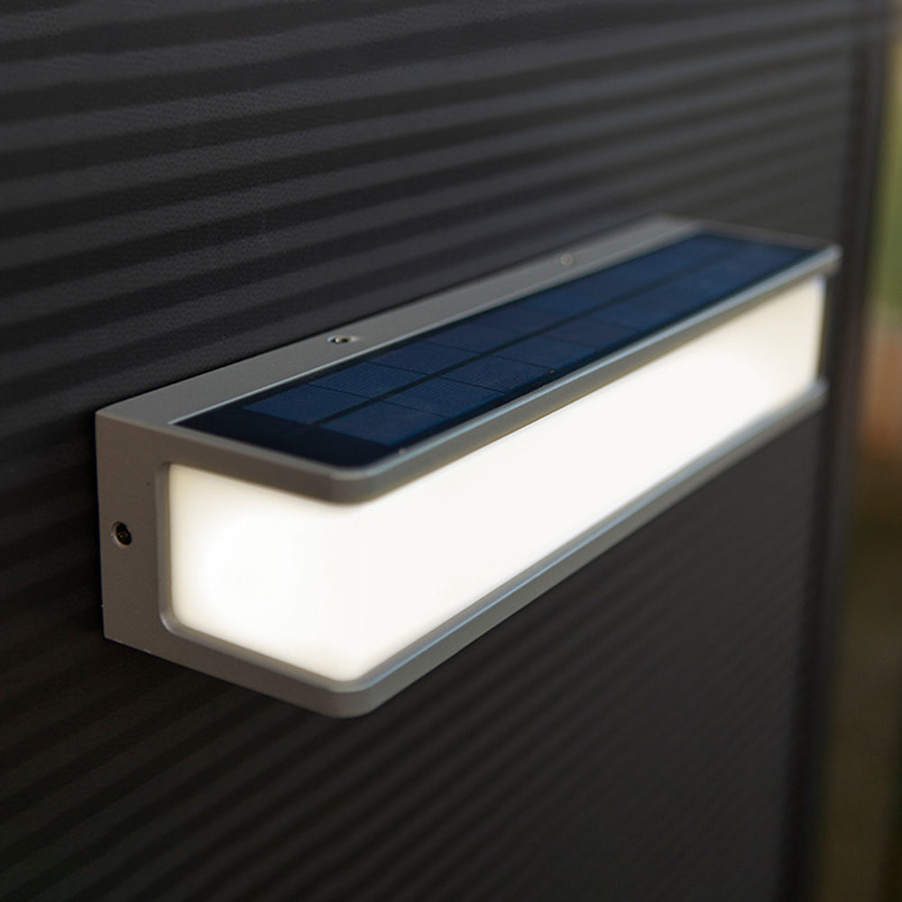 Orr Modern Minimalist Rectangular Acrylic Sensor Solar Outdoor Wall Lamp, Black/White - Cueteks