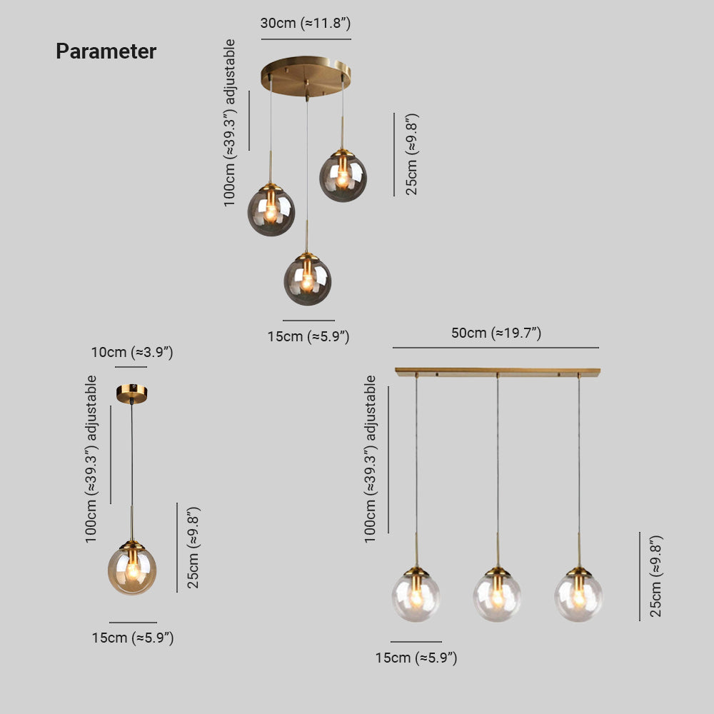 Valentina Designer Bubble Glass Pendant Light Smoke/Clear/Amber - Cueteks