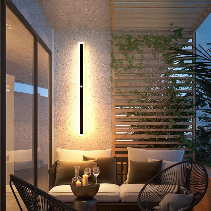 Edge Radiance Linear Metal LED Outdoor Wall Lamp, Black/White - Cueteks