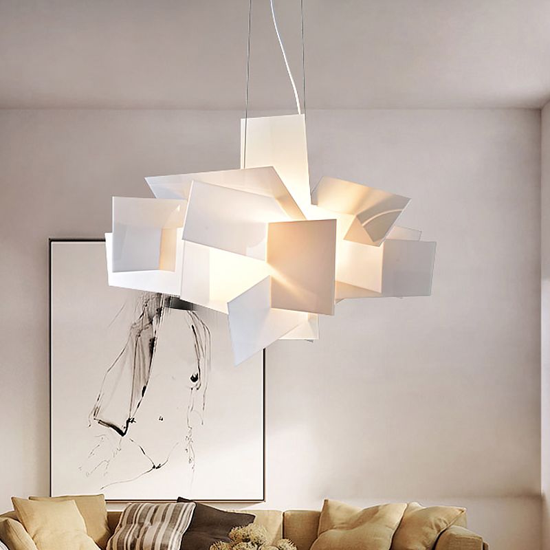 White geometric Renée pendant in a living room