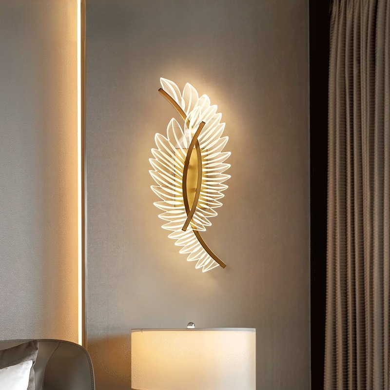 Kristy Double wing wall light illuminated above a table lamp beside a curtain