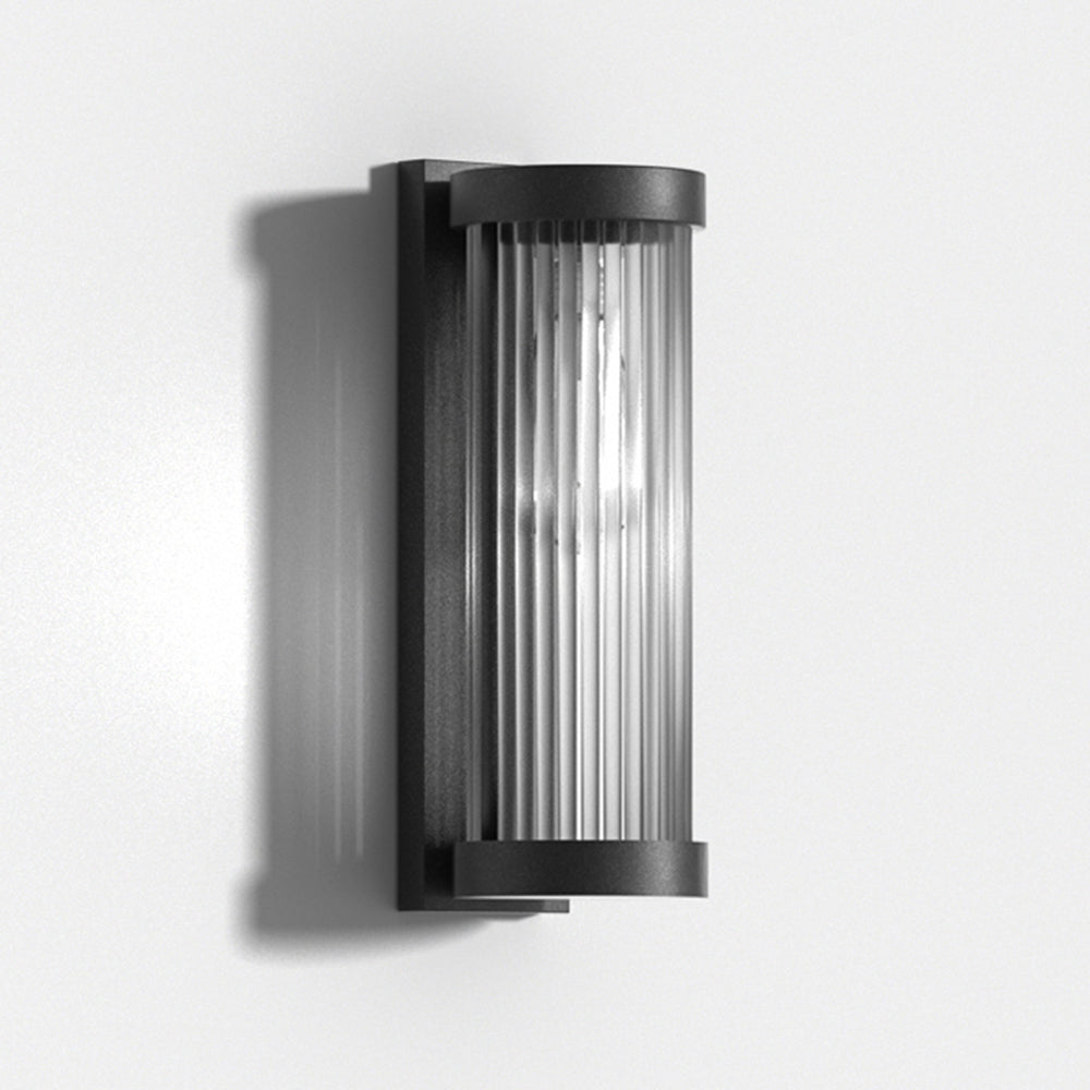 Orr Modern Cylindrical Metal/Glass Solar Waterproof Outdoor Wall Lamp, Black - Cueteks