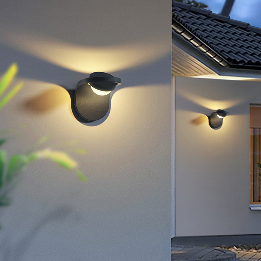Orr Modern Arc Metal/Acrylic Solar Waterproof Adjustable Outdoor Wall Lamp, Black - Cueteks