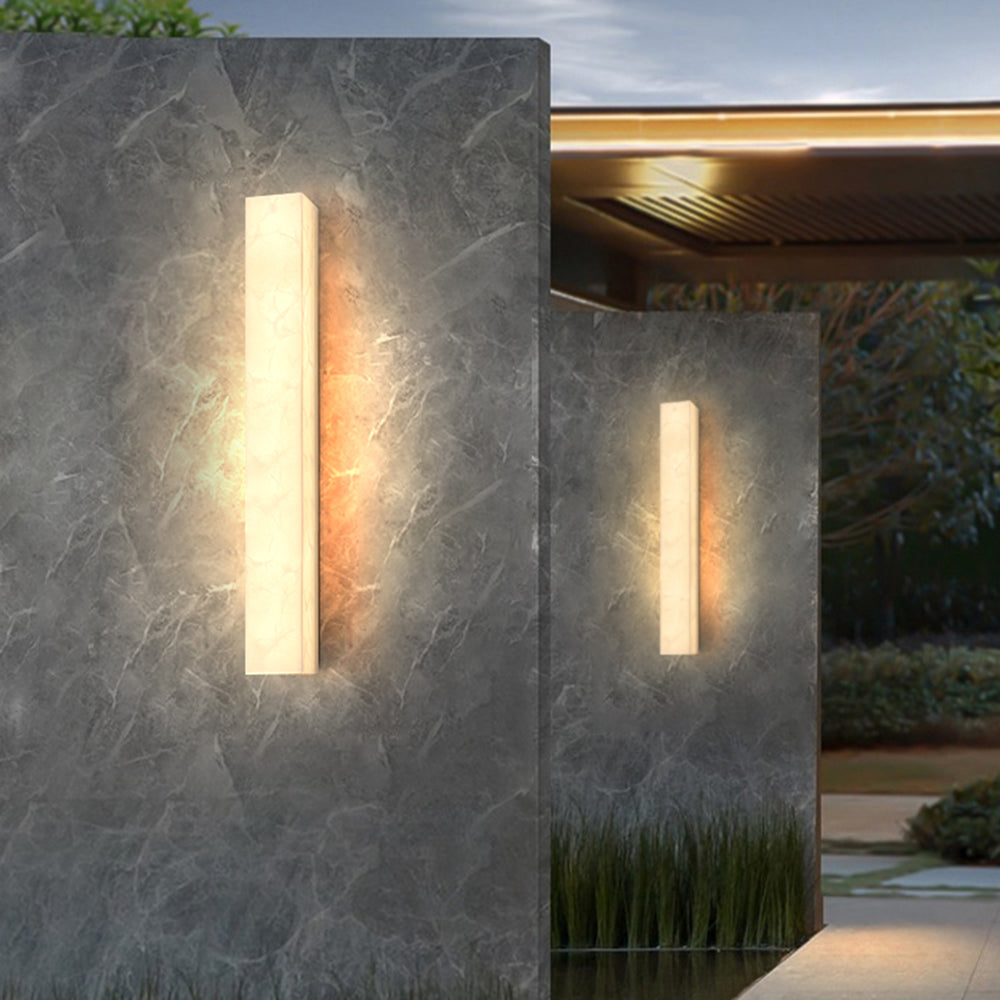 Edge Modern Rectangular Resin Outdoor Wall Lamp, White - Cueteks
