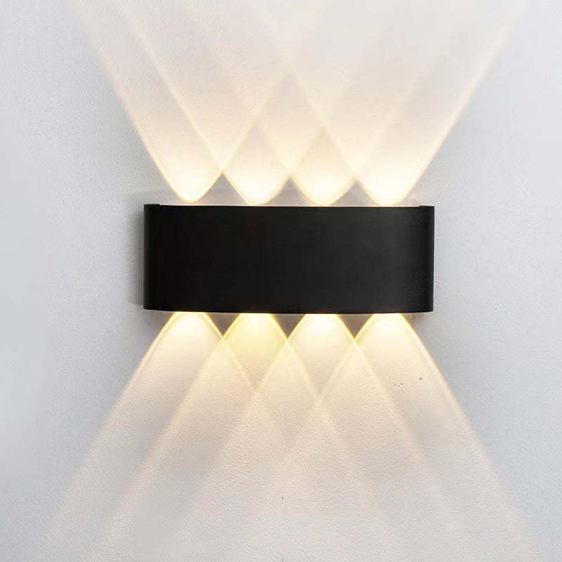Orr Modern Rectangular Metal Outdoor Wall Lamp, Black/White, Water-wave - Cueteks