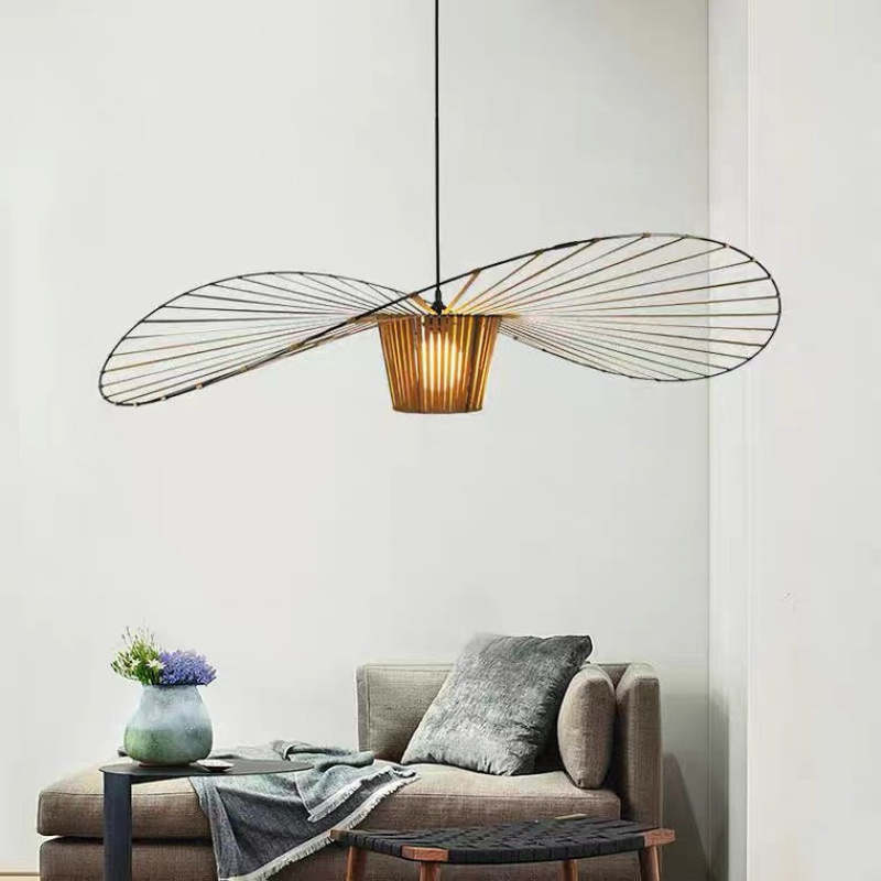 Renée wavy flower pendant light with radial-line design