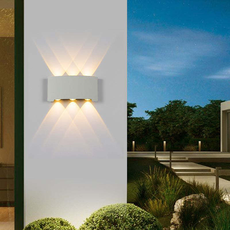 Orr Modern Rectangular Metal Outdoor Wall Lamp, Black/White, Water-wave - Cueteks
