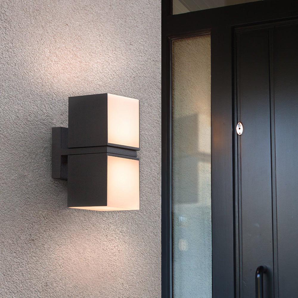 Orr Modern Geometry Rotatable Metal/Acrylic Outdoor Waterproof Wall Lamp, Black - Cueteks