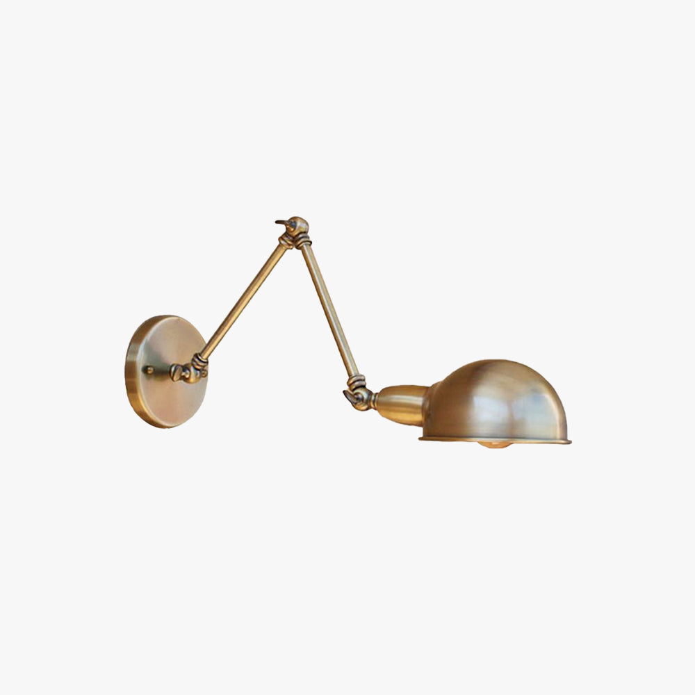 Round wall plate and jointed arm supporting a dome shade