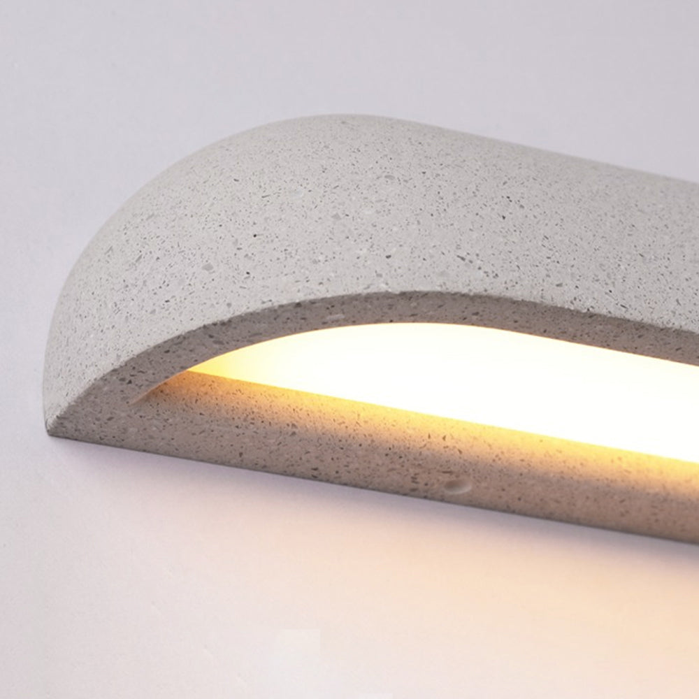 Orr Modern Minimalist Semi-elliptical Metal/Stone Outdoor Wall Lamp, Black/White - Cueteks