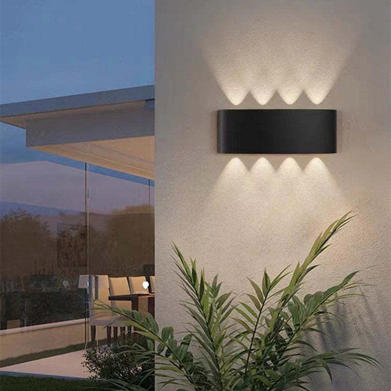 Orr Modern Rectangular Metal Outdoor Wall Lamp, Black/White, Water-wave - Cueteks