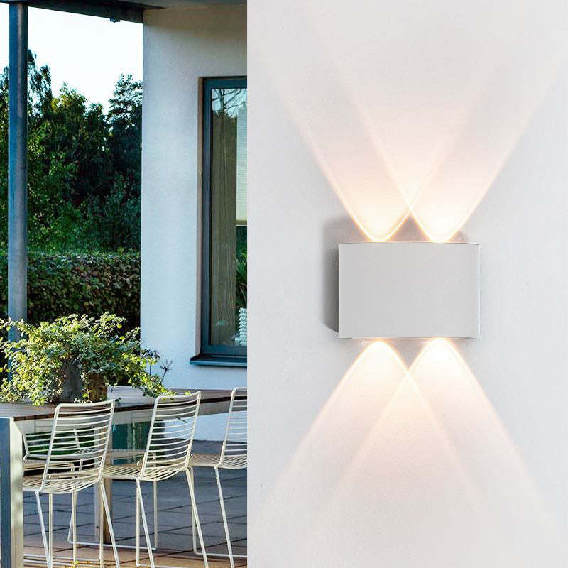 Orr Modern Rectangular Metal Outdoor Wall Lamp, Black/White, Water-wave - Cueteks