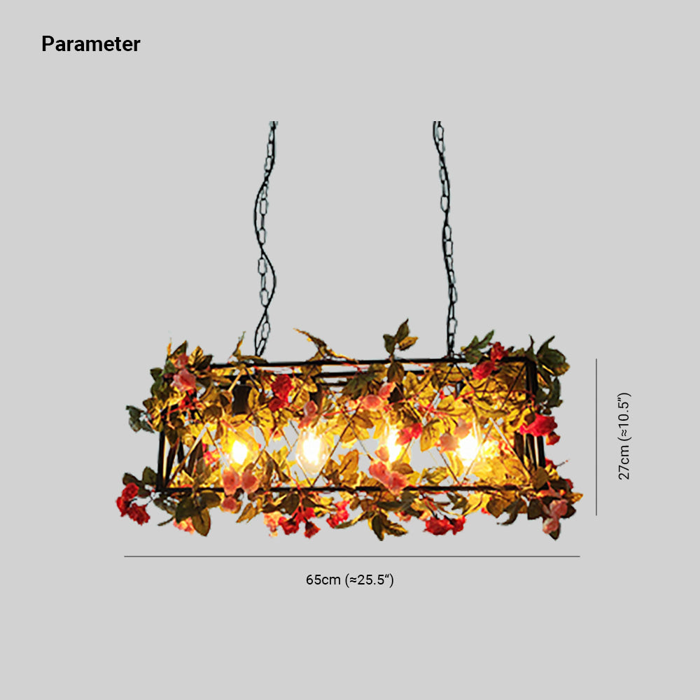 Smaller foliage pendant shown in a dimension drawing