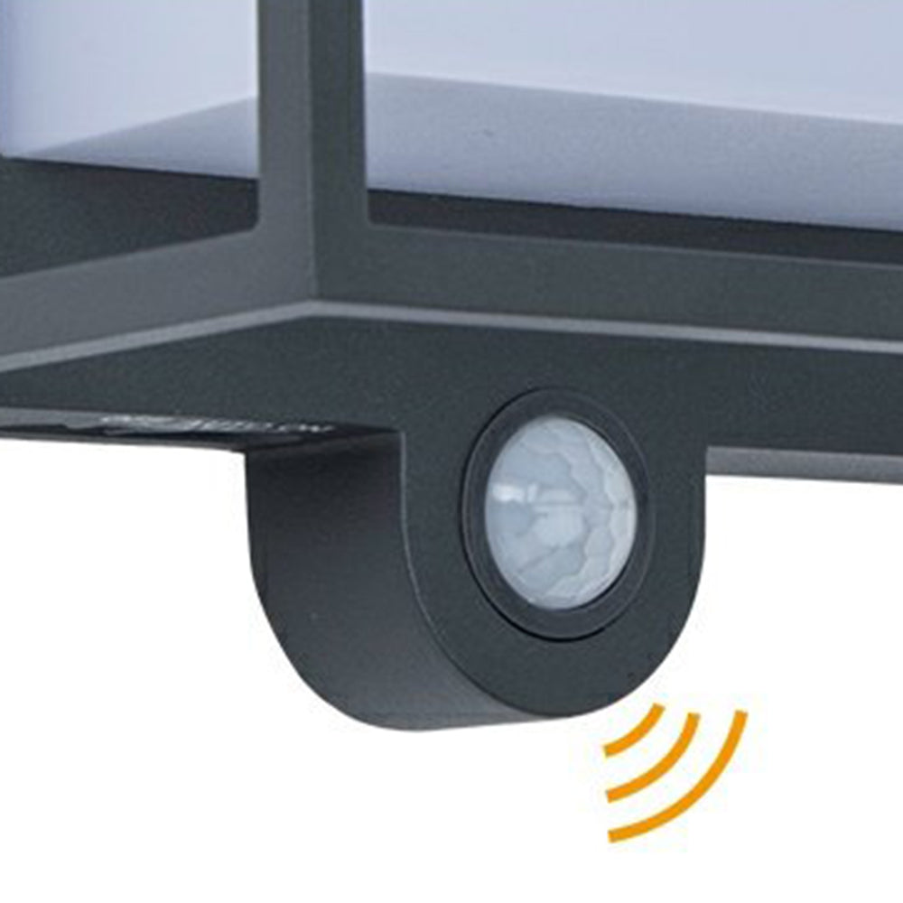 Orr Modern Rectangular Acrylic Sensor Solar Powered Outdoor Wall Lamp, Black - Cueteks