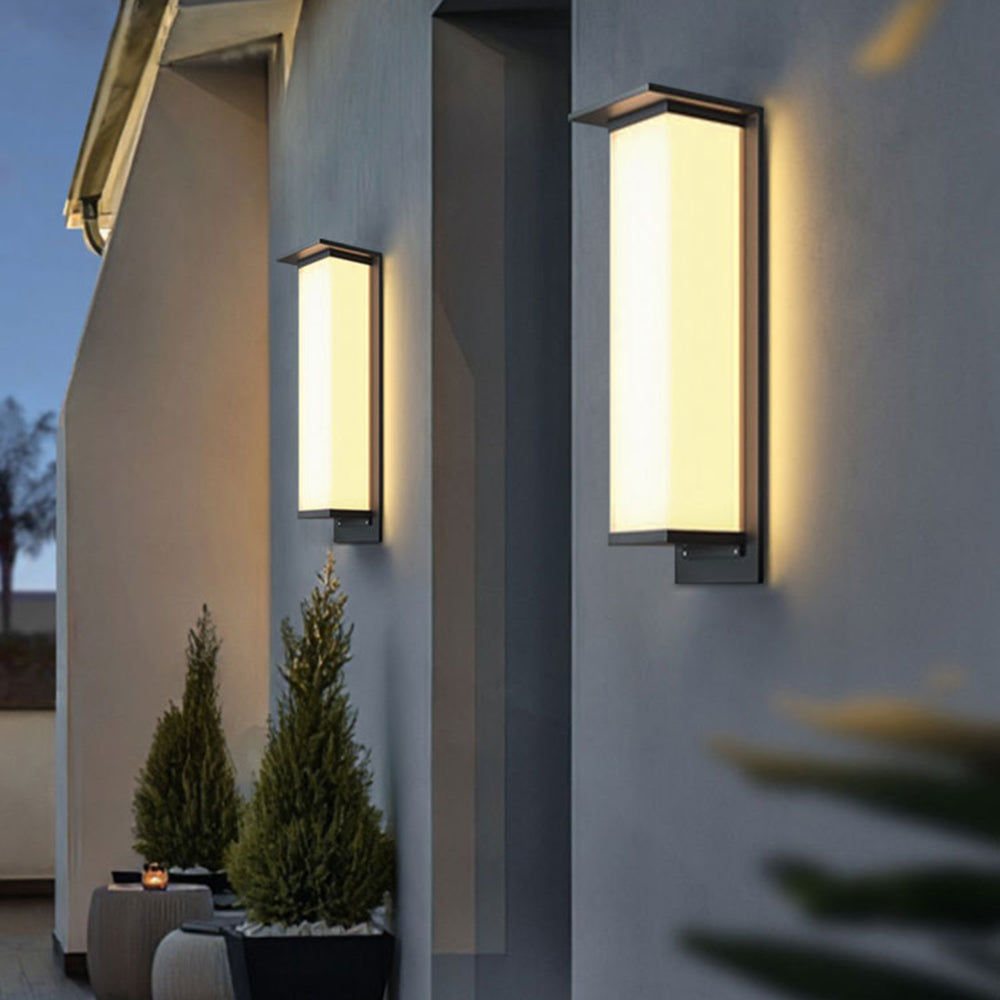 Orr Moden Solar Rectangular Metal/Acrylic Outdoor Wall Lamp, White/Black - Cueteks