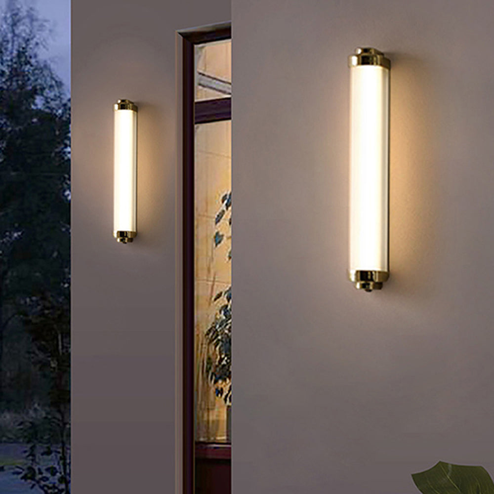 Edge Minimalist Cylindrical Metal Outdoor Wall Lamp, Black/Gold/Silver - Cueteks