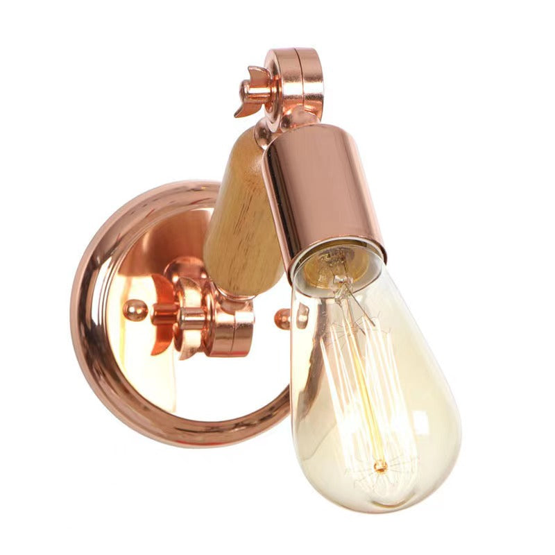 Alessio Wall Lamp Bulb Wooden Adjustable Makeup Gold, Living Room - Cueteks