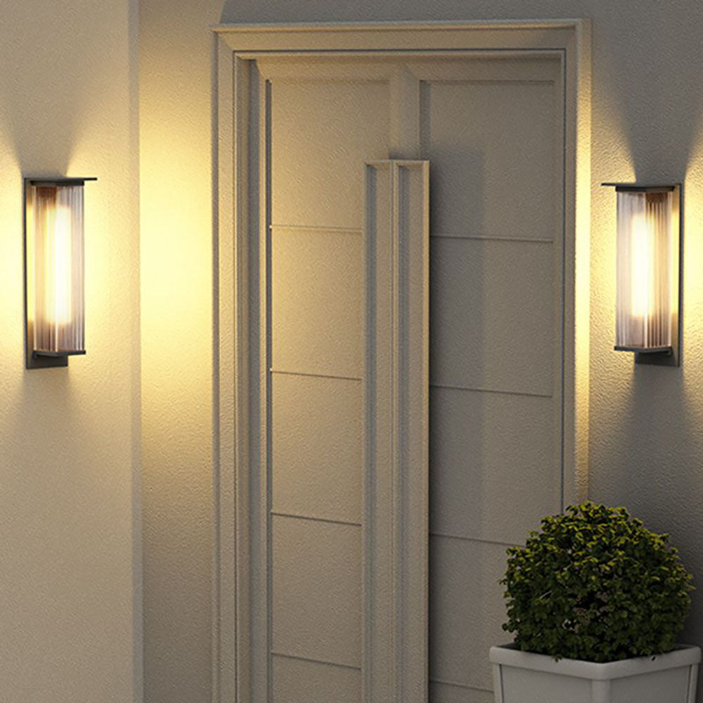 Orr Modern Rectangular Metal Outdoor Wall Lamp, Black - Cueteks