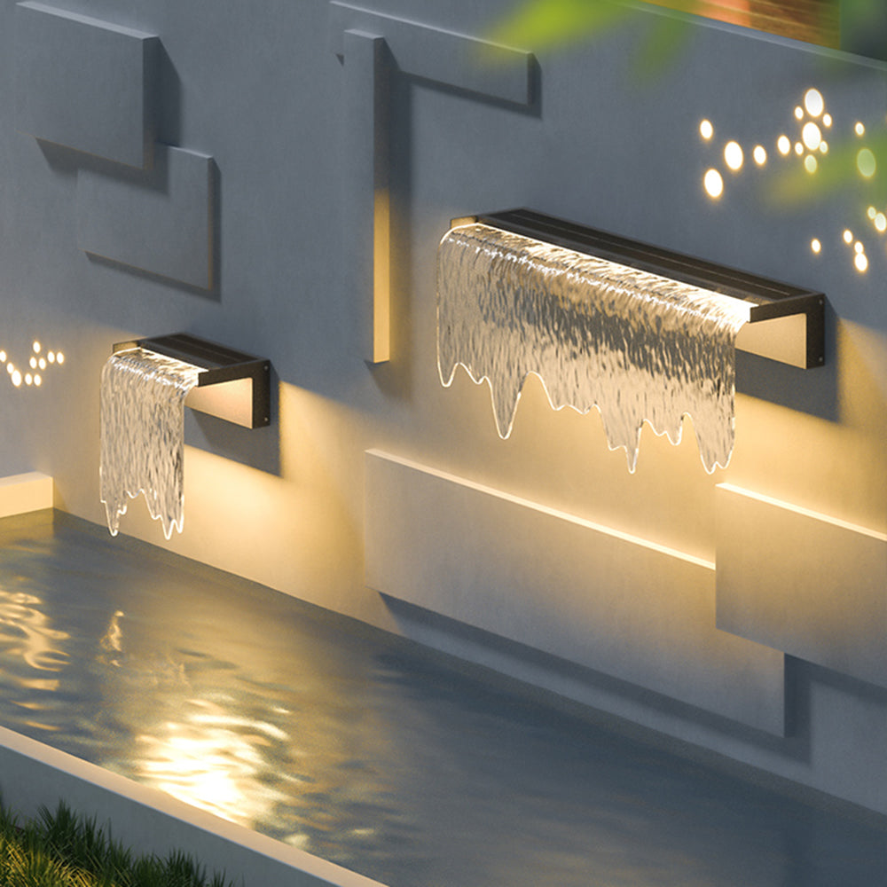 Isaac Modern Minimalist Metal/Acrylic Solar Waterproof Outdoor Wall Lamp, Black - Cueteks