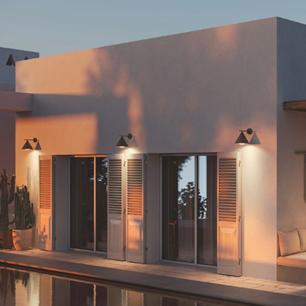 Carins Modern Minimalist Cone Metal Outdoor Waterproof Wall Lamp，Black/Gold - Cueteks