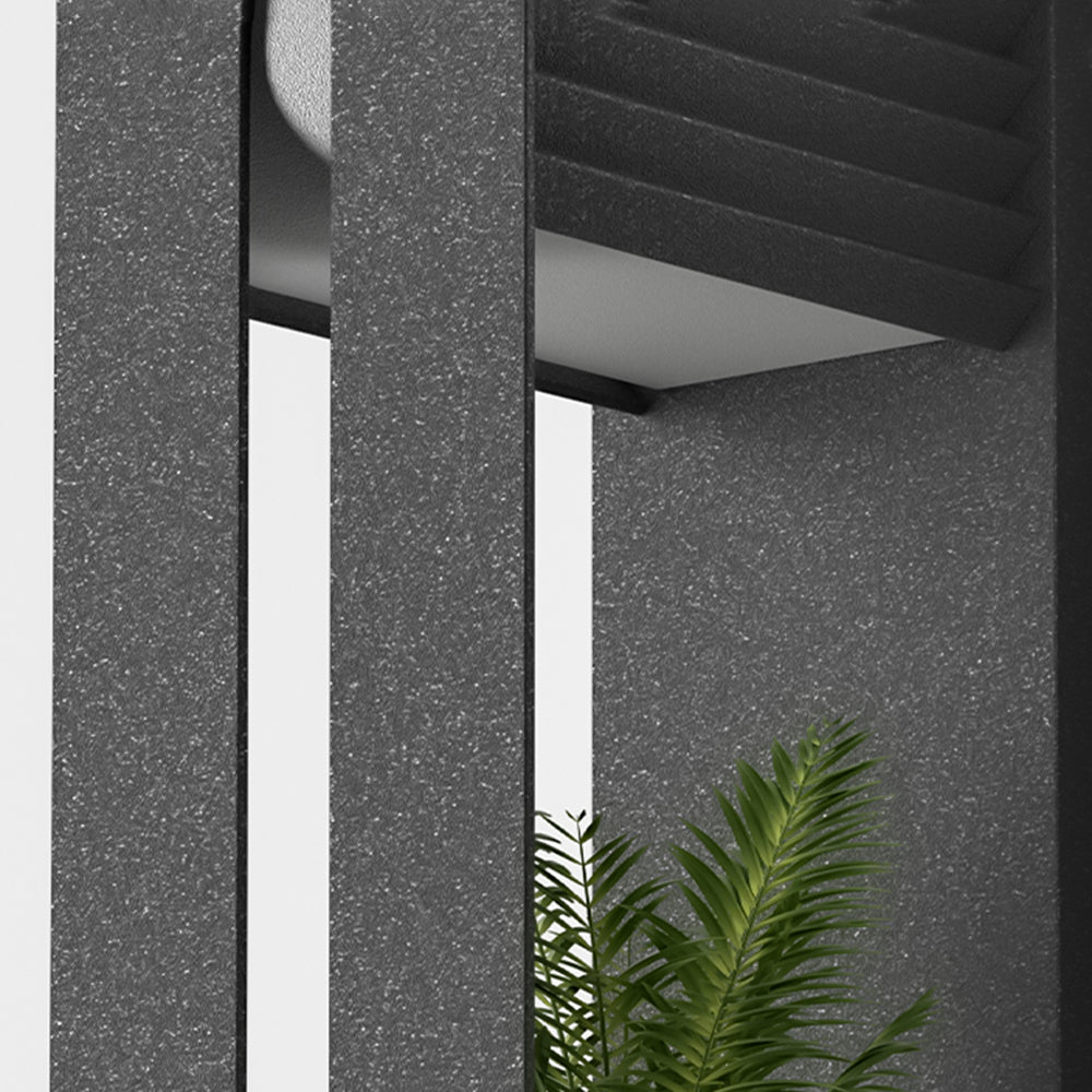 Orr Modern Rectangular Metal/Acrylic Solar Outdoor Plants Pot Holder Wall Lamp, Black - Cueteks