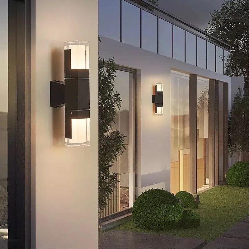 Orr Modern Rectangular Metal Outdoor Wall Lamp, Black - Cueteks