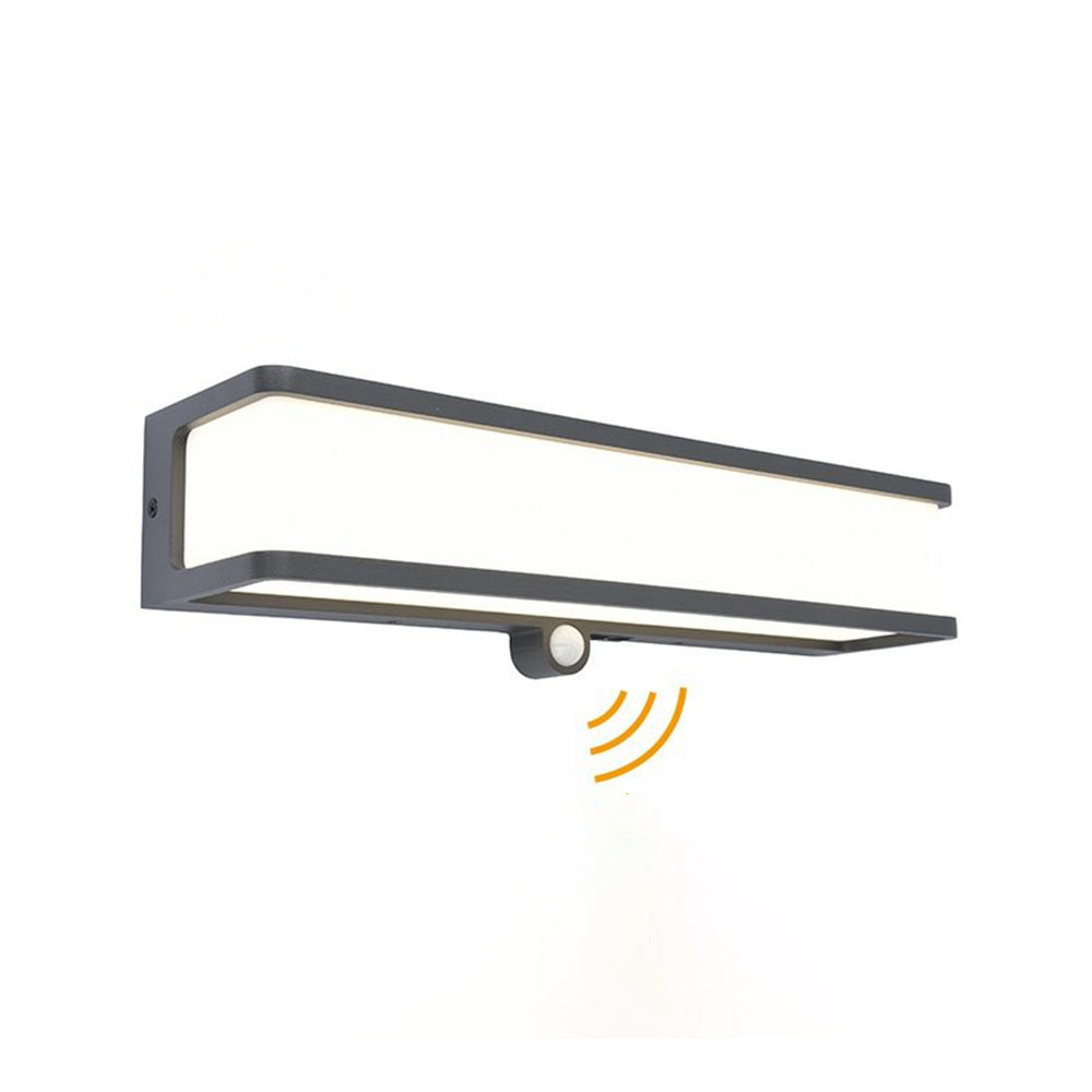 Orr Modern Minimalist Rectangular Acrylic Sensor Solar Outdoor Wall Lamp, Black/White - Cueteks