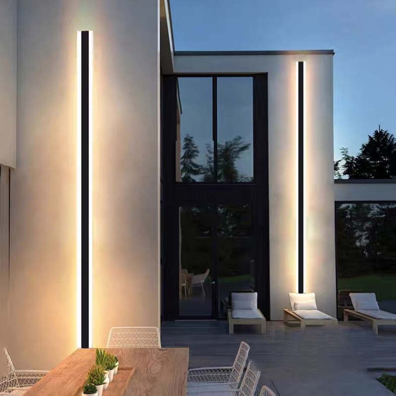 Edge Horizon Modern Outer Glow Linear Metal Outdoor Wall Light, Dark Steel - Cueteks