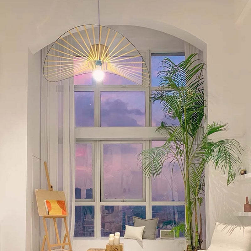 Renée open flower pendant light with wavy radial lines